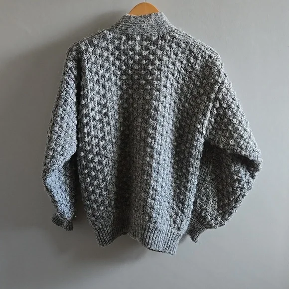 Vintage Marella Grey Knit Popcorn Cardigan Size Medium - Picture 4 of 8